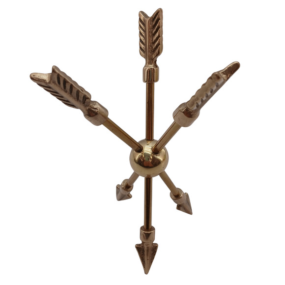 Polished Brass Crossed Arrows Metal Sculpture Desk Table Top Modern Home Decor - Picture 2 of 8